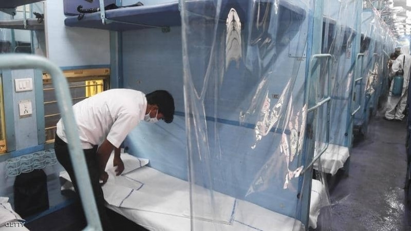 كورونا تحول قطارات الهند إلى مراكز للعزل الصحي  ومستشفيات متنقلة