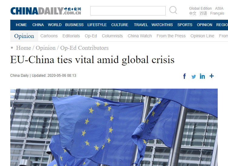 صحيفة صينية تنشر مقالا لسفراء أوروبيين حذفت منه إشارة بدء تفشي كورونا في الصين