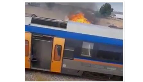 حريق في عربة قطار