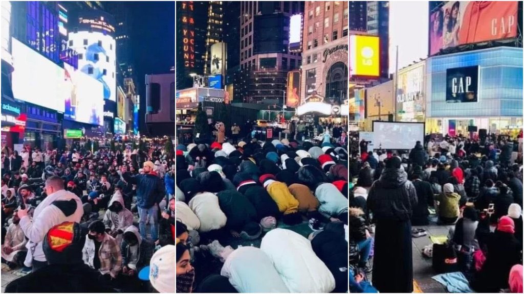شاهد الفيديو/ مئات المسلمين يؤدون صلاة التراويح في قلب نيويورك