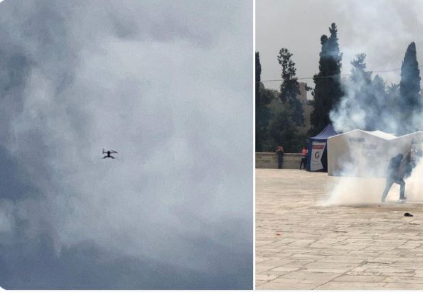 شاهد الفيديو/ الصهاينة يستخدمون طائرة مسيرة لإطلاق الغاز على الفلسطينيين