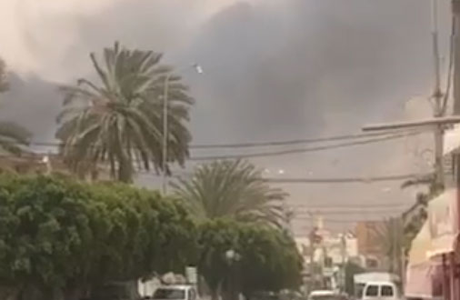 بالفيديو/ اندلاع حريق بواحة نخيل في الحامة