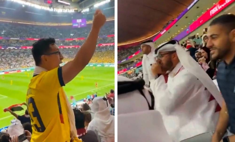 فيديو/ إشتباك بين مشجع قطري وآخر إكوادوري.. وهكذا انتهى