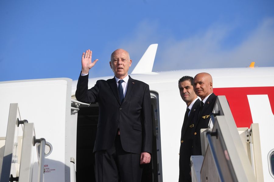 سعيد يغادر تونس في زيارة إلى الولايات المتحدة (صور)
