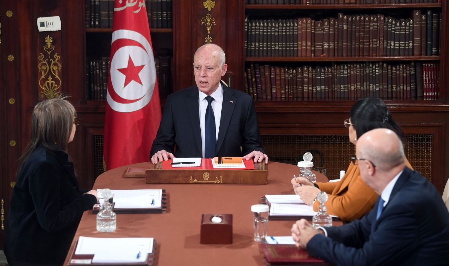 في لقائه بوفد “دافوس”/ سعيد يؤكد على توضيح الوضع المالي والنقدي لتونس (فيديو)