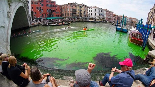 أصبحت خضراء/ ما الذي أصاب مياه مدينة البندقية؟