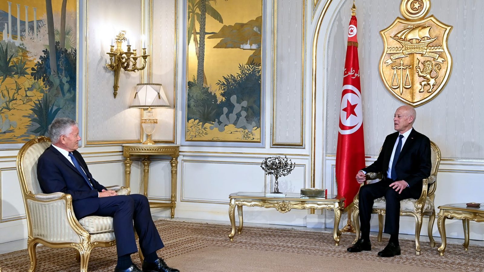 بمناسبة انتهاء مهامه/ رئيس الدولة يلتقي بسفير فرنسا (فيديو)