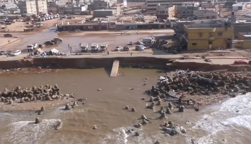 شاهد/ فيديو للجيش المصري يصوّر حجم الدمار في درنة