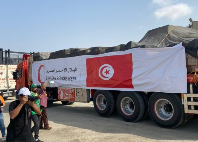وصول المساعدات التونسية الى غزة