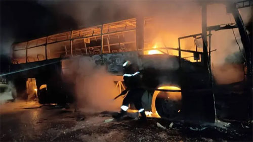 اندلاع حريق بحافلة في محطة علي البلهوان.. وزارة النقل توضّح